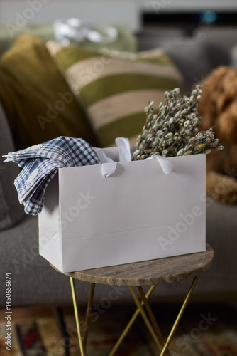 An Adorable Dog Snuggled Up and Nestled in a Decorative Basket in a Cozy and Inviting Setting