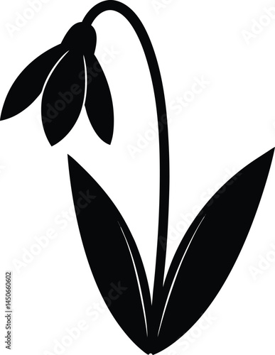 snowdrop bloom silhouette vector 
