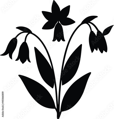 solomon s seal flower silhouette vector on white 