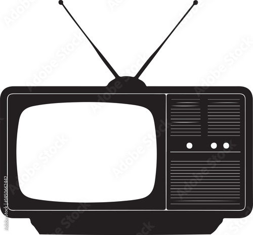 Television Black Silhouette Isolated on White Background


