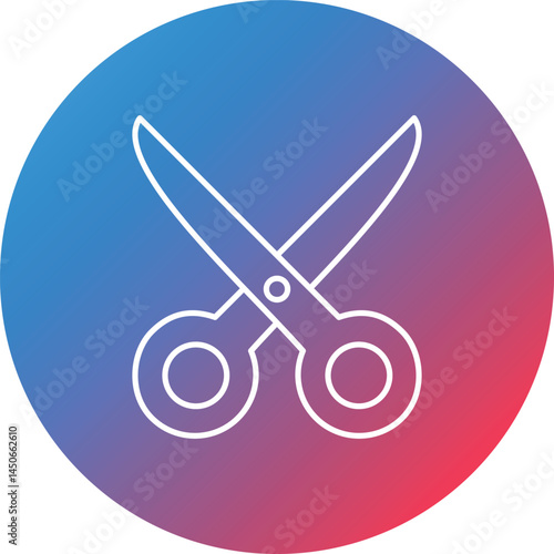 Scissor Line Gradient Circle Background Icon