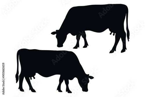 Cow silhouettes Vector cow and calf silhouettes collection