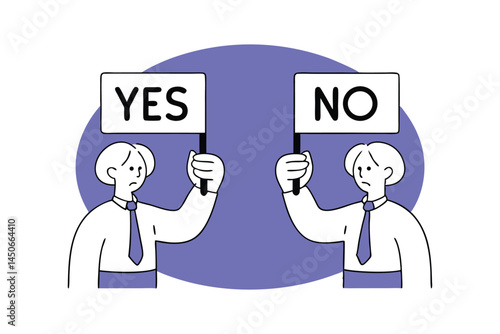 Yes , No Conflict Concept Business Disagreement, Office Argument, Debate or Rivalry Vector Art