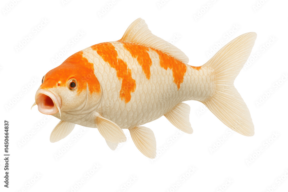 Koi fish, Japanese carp isolated on white, transparent. Side view
