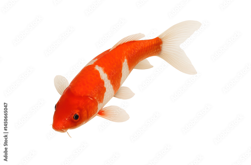 Koi fish, Japanese carp isolated on white, transparent. Side view