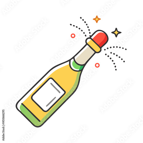 Festive champagne bottle popping with sparkling elements for celebration concept art