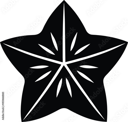 starfruit slice silhouette vector icon on white 