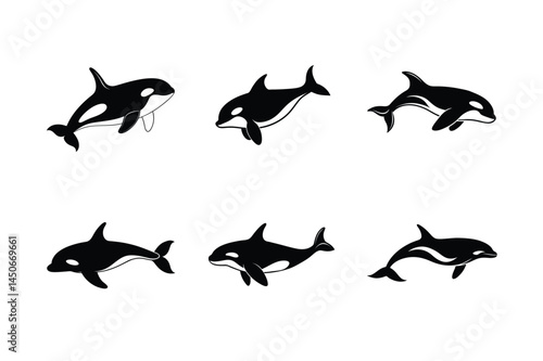 Orca whale silhouette vector  bundle, Orca whale silhouette
