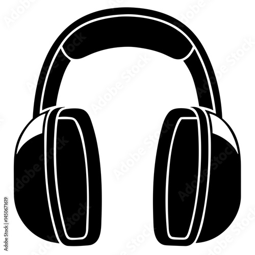 Black headphones illustration on a white background  