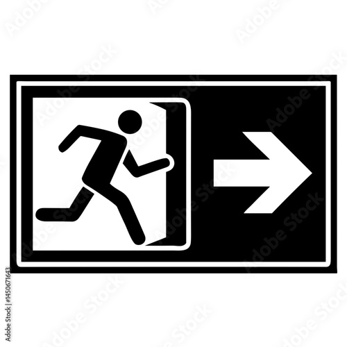 Exit sign indicating a person running to the right  