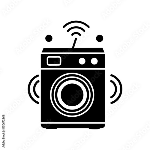 Voice controlled laundry machine silhouette