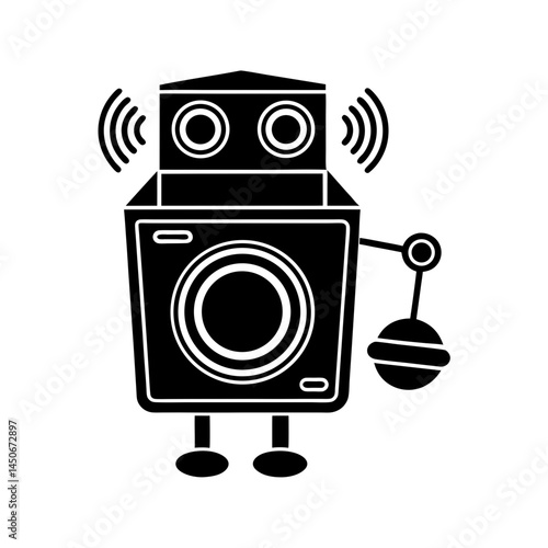Voice controlled laundry machine silhouette