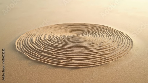 Minimalist sand pattern art installation showcasing intricate design and tranquility