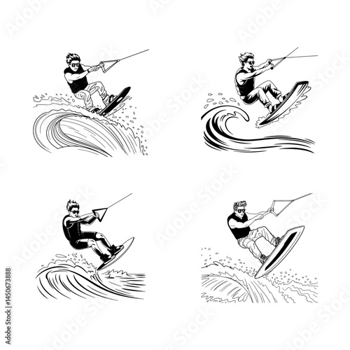 Kitesurfing extreme water sport adventure for adrenaline seekers illustration
