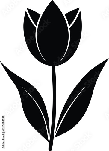 tulip blossom silhouette vector on white 