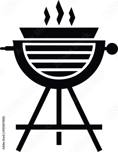 barbecue grill silhouette vector illustration logo black icon flames bbq smoke charcoal design template isolated on white flat simple minimalist transparent background