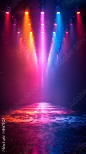 Concert lighting setup in glowing hues high resolution image