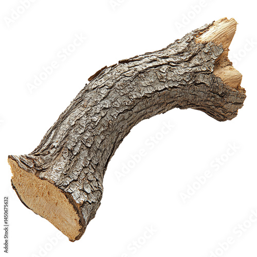 Wooden log, white isolate background