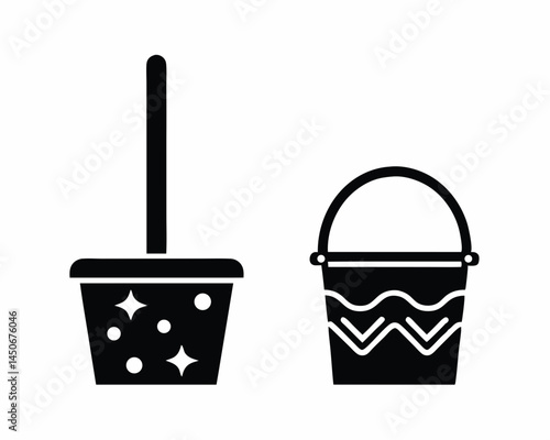 Cleaning Bucket icon silhouette vector illustration