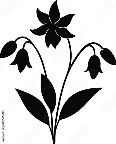 twinflower silhouette vector on white background   
