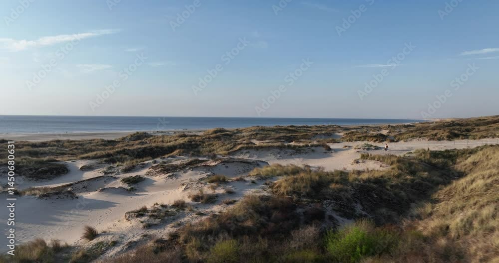 dunes of Ijmuiden, The Netherlands, sandy beach. Aerial video dunes of Ijmuiden, The Netherlands, sandy beach. Aerial video