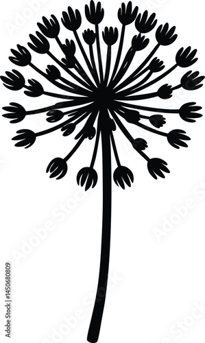 wild onion flower silhouette vector on white 