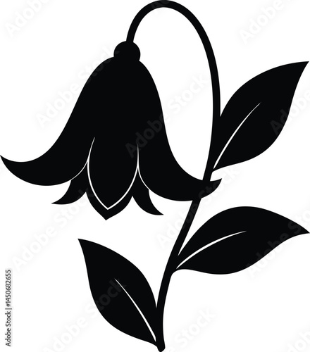 yellow bellflower silhouette vector on white 