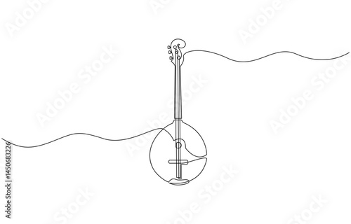 A single line drawing of a domra. Continuous domra icon, String domra continuous one drawing, outline pro vector illustration. simple minimal concept.