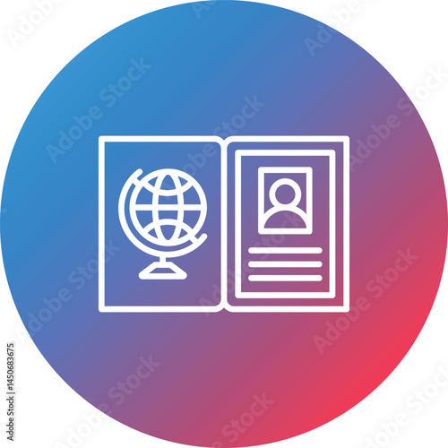 Open Passport Line Gradient Circle Background Icon