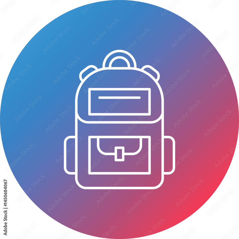 Obraz premium Backpack Line Gradient Circle Background Icon