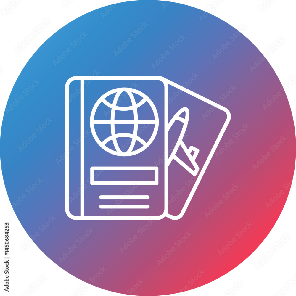 Passport Line Gradient Circle Background Icon