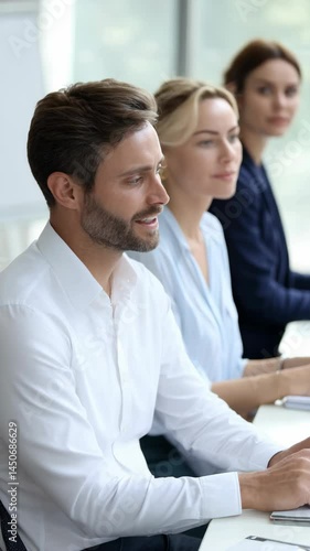 Wallpaper Mural Business team attending corporate meeting, focused on business plan, strategy, and company goals, working together Torontodigital.ca