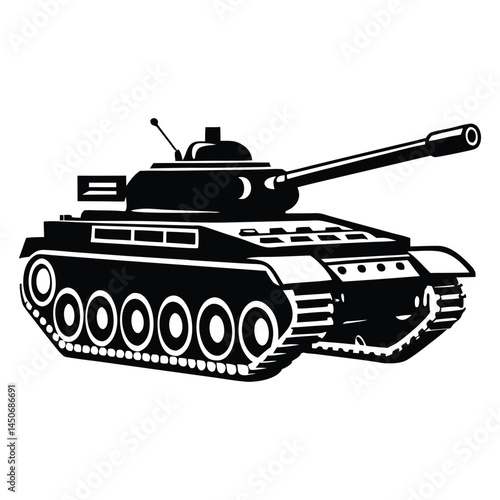 Military Tank silhouette vector illustration, Tank war, Tank war army silhouette vector, Military tank Vector