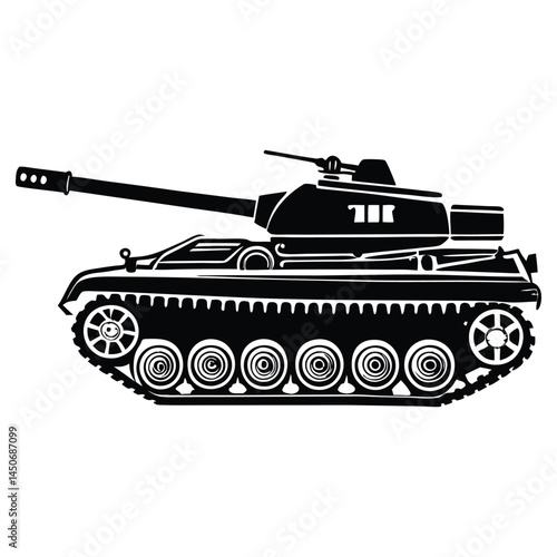 Military Tank silhouette vector illustration, Tank war, Tank war army silhouette vector, Military tank Vector