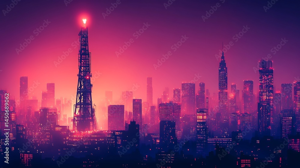 Fototapeta premium Futuristic cityscape at twilight