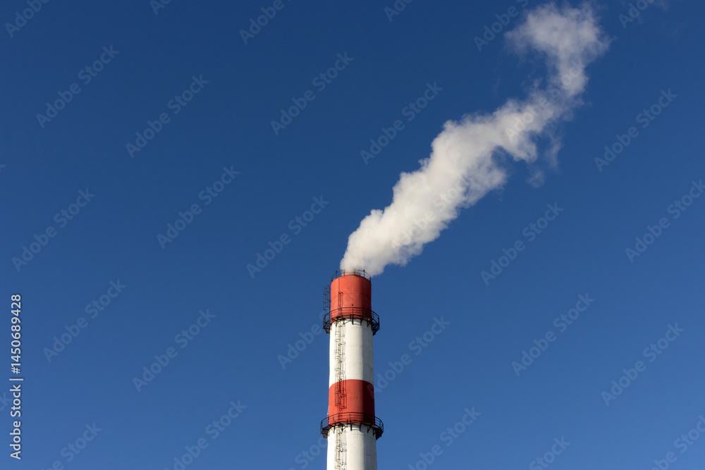 Thermoelectric power station. Smoke's coming out of the chimney