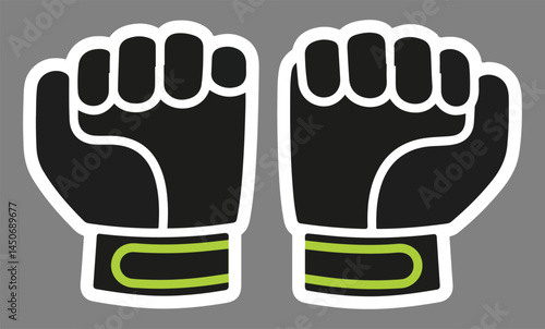minimalist flat vector of gym gloves with bold outlines and clean design