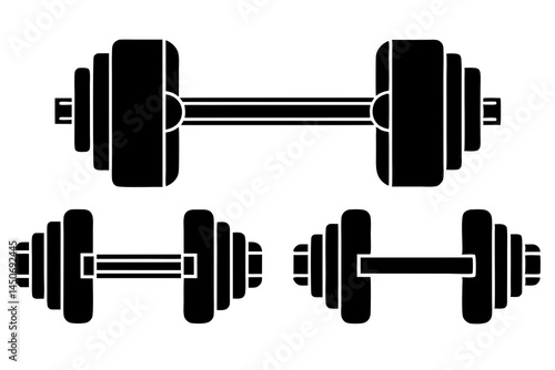 set of Dumbbell icon silhouette vector illustration