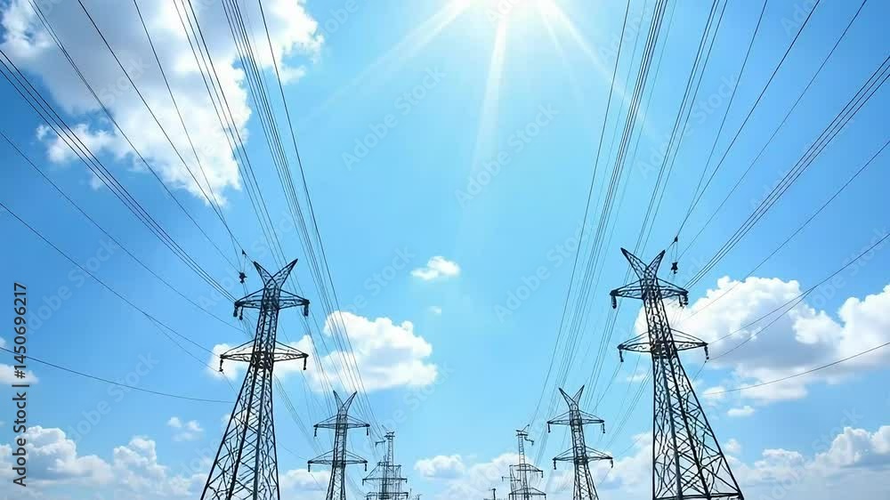 High Voltage Power Lines Electricity Transmission Infrastructure Energy Grid