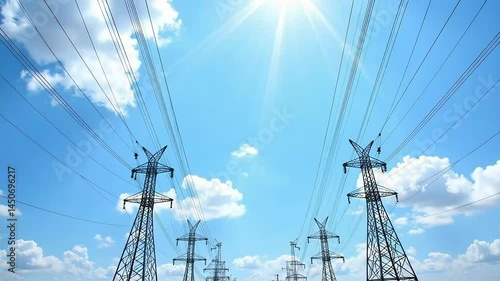 High Voltage Power Lines Electricity Transmission Infrastructure Energy Grid