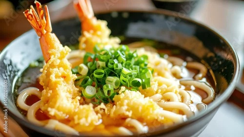 Delicious Tempura Udon Noodles with Shrimp