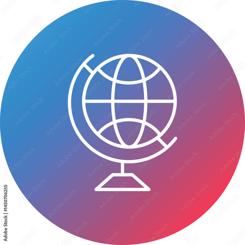 Obraz premium Globe Line Gradient Circle Background Icon