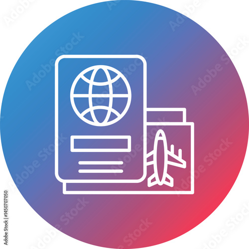 Flight Pass Line Gradient Circle Background Icon