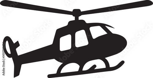Helicopter silhouette vector icon black and white
