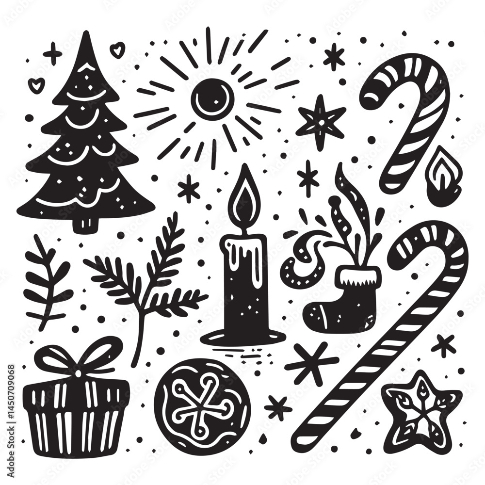 simple black and white hand drawn holiday vector illustration simple black and white hand drawn holiday vector illustration