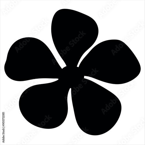 Stylized black flower with five petals isolated on a white background