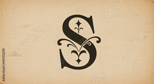 Elegant Letter S Initial with Floral Design on Textured Background