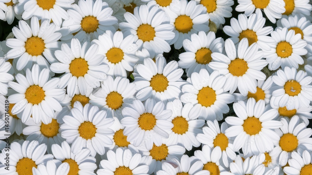 Cluster of white daisies with yellow centers in vibrant full bloom Cluster of white daisies with yellow centers in vibrant full bloom