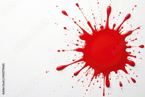 Clean red splatter on pristine white backdrop, element, splatter