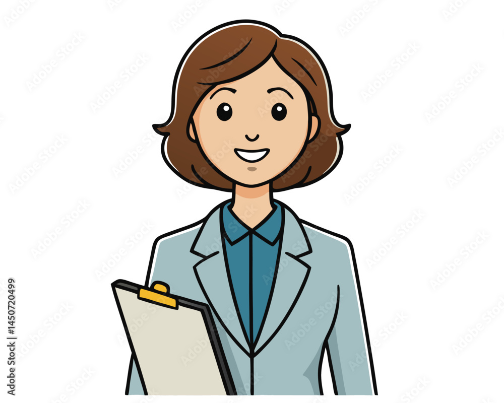 Businesswoman with clipboard illustration professional female character vector graphic Businesswoman with clipboard illustration professional female character vector graphic